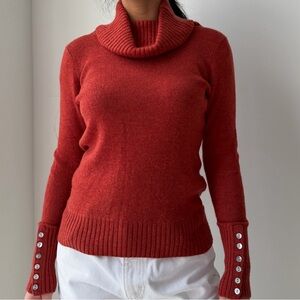 Kenar Burnt Orange Turtleneck Wool Jumper - Medium